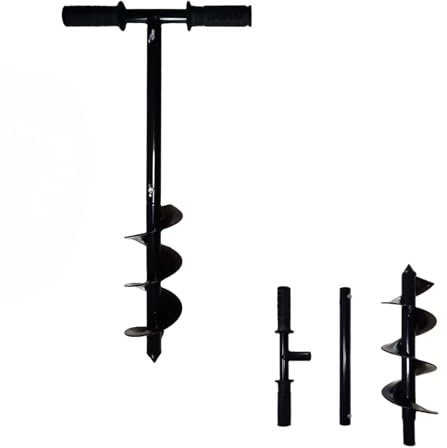 Taladro de mano para poste de valla, 10 x 60 cm, excavadora de agujeros de poste con mango antideslizante, taladro ajustable para jardinería, plantación de bulbos, agujero de paraguas, mezcla de