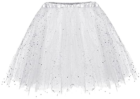 Générique Femme Ballet Tutu Tulle Jupes 3 Couches Femme Ballet Tutu Tulle Jupes Rétro Tenue Festival Femme Déguisement Année 80 Accessoire Fluo pour Costumes de Carnaval Halloween Fête