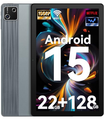 Whitedeer Android 15 Tablet 10 Zoll 22GB+128GB+1TB TF Octa Core und Widevine L1, Wi-Fi 6G/BT 5.3, 6200mAh Gaming Tablet Android, Dual 5+8MP, Computermodus unterstützt -Grau