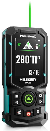 MILESEEY S50 Telémetro Láser-Medidor láser, P2P, alineación láser Lateral, Recargable, Pantalla IPS retroiluminada de 2,4, medición de área/Volumen, 8 Unidades, para Interiores y Exteriores