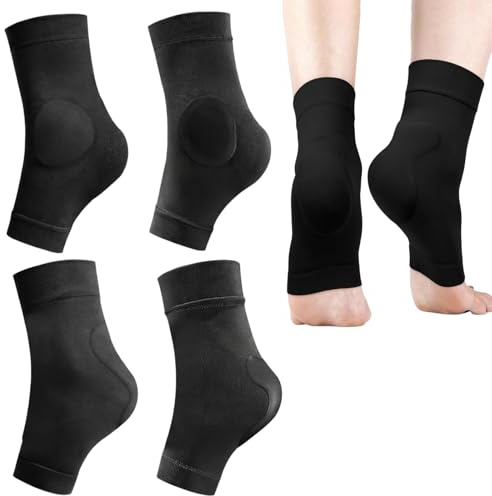 RUISOPE 2 Paar Knöchelschutz Socken mit Gel Pad, Elastische Knöchelbandage Sprunggelenk Polsterung gegen Reibung, für Eiskunstlauf & Inliner, Atmungsaktive für Ski, Hockey & Sport Zubehör (Schwarz)