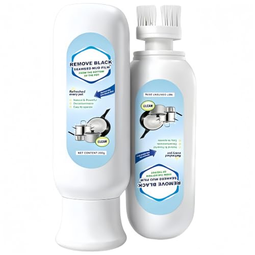 Nettoyant polyvalent pour taches noires sur casseroles et poêles/Produit de polissage ; élimine en profondeur les taches de carbone brûlé tenaces ; nettoyage facile en 3 étapes (1Pièce)
