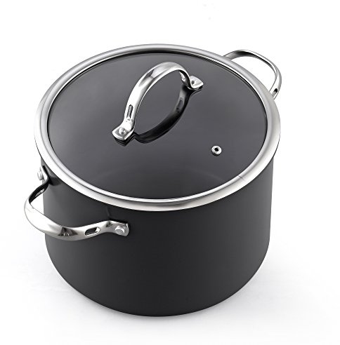 Cooks Standard Stockpot Dutch Oven Casserole with Glass Lid, 8-Quart Classic Hard Anodized Nonstick Soup Pot, Black