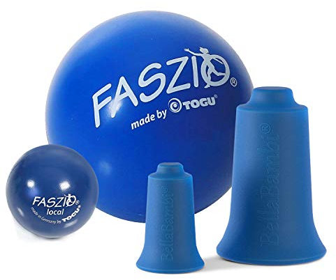 Togu / BellaBambi Faszio Faszienball und Cupping Set - 4-teilig: 2 Bälle (4cm & 10cm) + 2 Cups (2cm & 3,5cm) - Luftgefüllt - Verschiedene Größen - 1 Set à 4 Stück