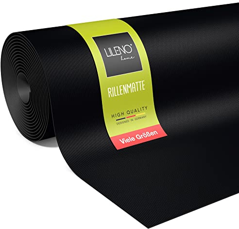 LILENO HOME Räfflad gummimatta, metervara, 270 x 100 cm, gummilöpare, spårmatta (3 mm) som verkstadsgolv, halkmatta, arbetsbänksbeläggning och golvmatta, gummimatta för källare, släpvagn, garage