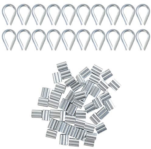 YSDMY 70 Pzs Kit de Cuerda de Acero Inoxidable con dedales de cable de acero inoxidable M2 y mangas de cuerda de alambre para cuerda de alambre de 2 mm