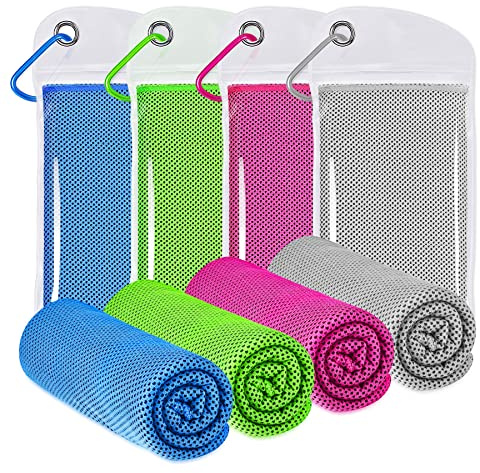 SZELAM Cooling Towel (40x12),[4 Pack] Ice Towel,Soft Breathable Instant Towel,Microfiber Cool Towel for Yoga,Fitness,Outdoor & More Activities (Blue/Green/Rose red/Dark)