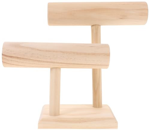 IMIKEYA Schmuckständer für, 2 Rollen Holz Schmuckständer Armbandständer Beige Schmuckhalter Organizer für Halsketten,