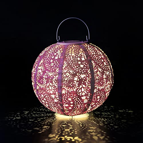 Talking Tables 2 x Pink Solar Lanterns Boho Moroccan Outdoor Lights Battery Powered for Garden Décor Patio Birthday Gift for Her Made from Tyvek 20cm x 20cm