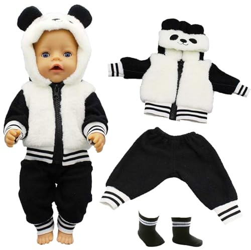 Vêtements pour Poupées de 45,7 cm - Jolies Tenues Combinaison, Chapeau Haut de Forme et Chaussettes - Compatibles avec Nouveau-nés 30-45 cm (Panda)