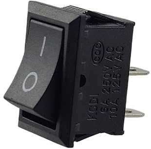 Vippströmbrytare, vippströmbrytare, enhetsomkopplare, mini vippströmbrytare 250 V 6 A 125 V 10 A AC, KCD1 (6 V 9 V 125 V AC/DC) svart rektangulär 19 x 13 mm, 2 stift på/av