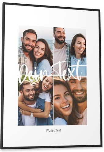 Papierschmiede® Personalisiertes Bild mit Fotos und Wunschtext - A2 im Bilderrahmen XXL Geschenke für Frauen - Geschenke für Männer - Personalisierter Fotodruck Paare Partner Weihnachten Valentinstag