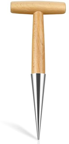 Milifox Plantadora de Bulbos,Herramienta de Trasplante con Mango de Madera Maciza y Punta de Acero Inoxidable,La Herramienta de Jardinería Ideal Para Cultivar Flores, Cebollas