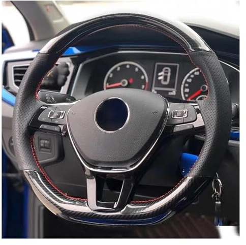 Coprivolante Volante Coprivolante Per Auto Pelle Scamosciata Nera Morbida Cucita A Mano Fibra Carbonio Nera Per VW Per Golf 7 Per Mk7 Per Passat Per B8 Coprivolante Auto Copri (Colore : 1)