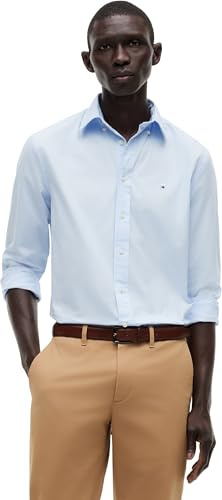 Tommy Hilfiger Herr Flex Poplin falsk solid normal passform skjorta