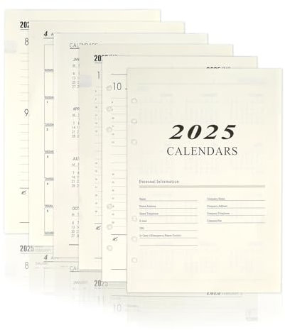 2025 Wochenplaner Einlage A5 6 Löcher, 176 Seiten Kalendereinlage 2025 A5, January 2025 – Dezember 2025, 139x206mm Nachfüllpapier für Planer, Tagebücher, DIY-Projekte