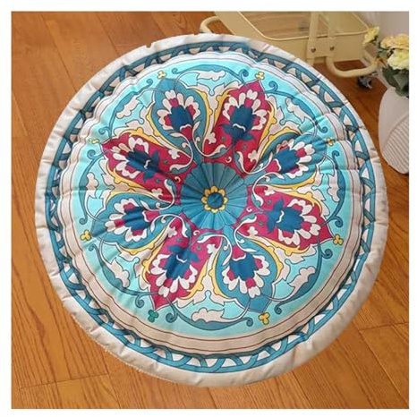 ILiemao Sitzkissen für Stuhl Garten Küchenstuhl Boden Draußen mit Griff, Outdoor 45 cm, Sitzkissen Rund, Stuhlkissen für Bank, Sitzauflage, Bodenkissen Boho, Sitzerhöhung Stuhl, Sesselauflage(R8)