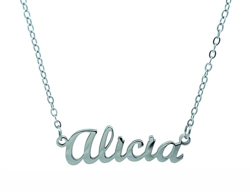 10:10 Collana Donna Nome Personalizzato In Acciaio Inox Anallergico, Gioiello Donna Nome Finitura Lucida, Catena Sottile Regolabile, Made In Italy (Alicia)