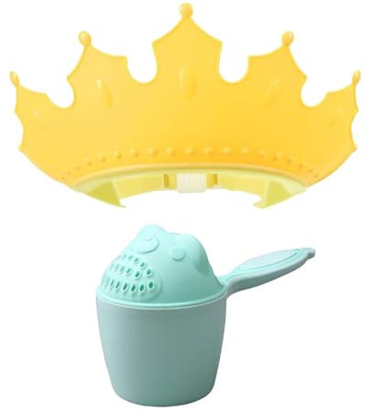 Duschhaube Kinder mit Haarwaschbecher, Haarwaschhilfe Kinder Duschhaube Baby Haare Waschen Schutz Kinderschutz Baby Sicherer Shampoo Cap Baby Verstellbarer Shampoo Schutz (Gelb)