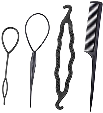 VALICLUD Set 4 Pezzi Accessori Parrucchiera per Acconciatura, Fermaglio per Chioma Chignon Nero in Plastico, Leggero e Portatile per Uso a Casa e Salone