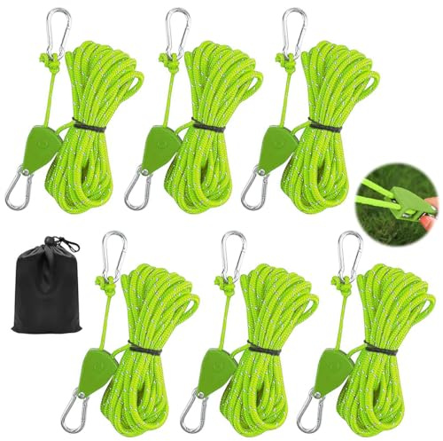 6 Stück Seilratsche mit Haken, Verstellbarer Seil Ratsche 4 mm x 4 m