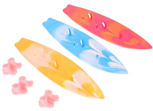 UKCOCO Lot de 3 Mini Planches de Surf Décoratives avec Bottes en Plastique, Accessoires pour Gâteau, Fête Piscine, Anniversaire ou Décoration Hawaïenne