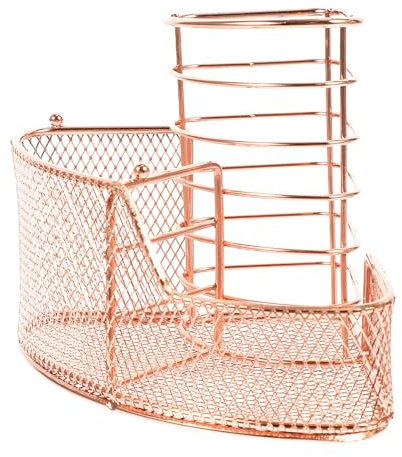 Alipis Portapenne in Metallo Rosa Oro, Organizer per Cosmetici e Pennelli da Trucco, Contenitore da Scrivania Elegante per Cura della Pelle e Prodotti Make-up