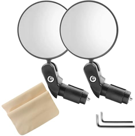 2 Pcs Bike Mirror, 360° Rotating Bicycle Mirror, Bike Mirror Handlebar with Spectacle Cloth, Bicycle Cycling Rear View Mirrors for Electric Bikes Road Mountain Sooter Bikes Universal