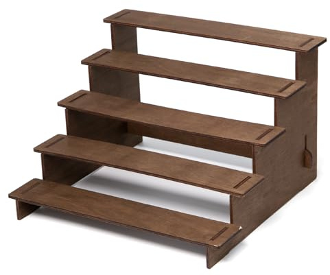 Sxutop Espositore in Legno a 5 Livell Alzata Espositore da Tavolo Vintage Organizer per Profumi con Scanalatura Rimovibile per Figure,Dessert,Cosmetici,Bambole,Condimenti(29.5x27.5x19cm)