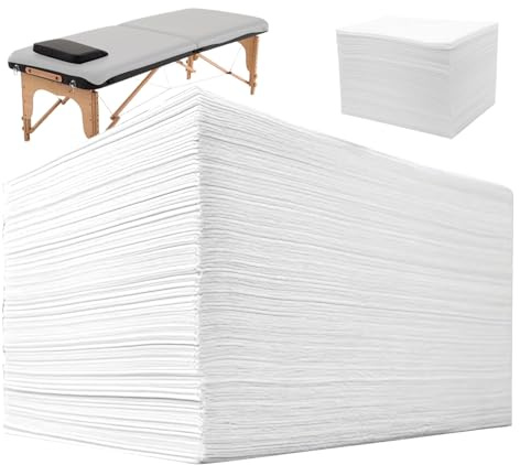 Engångs lakan för massagesängar, 100 stycken 80 x 180 cm skydd för massagesängar, engångsmassagebord lakan, enkel användning fleece-tyg lakan, för spa massage & hotell, vit
