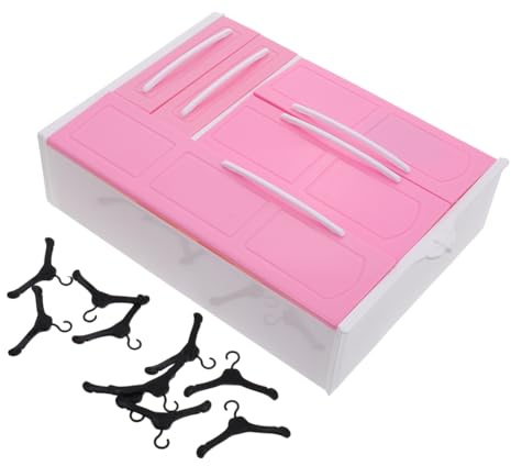 SOPOTUTU Armoire à Poupées 30 Cm avec 10 Cintres Assortis Meuble Mini pour Maison de Poupée Rangement Vêtements Mobilier Garçon et Filles Accessoire Fille Couleur Couleur Aléatoire