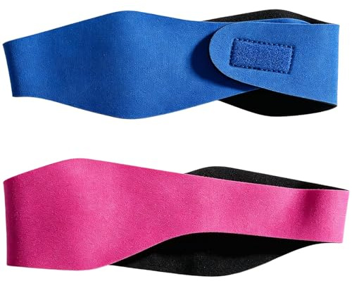 Swimming Headband, Swim Headband for Water Activities, Ear Protection and Hair Control for Swimming and Surfing, Two Pack in Blue and Pink Colours, Adjustable Design for Adults and Children