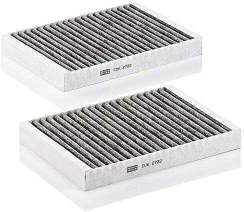 MANN-FILTER CUK 2722-2 Innenraumfilter/Kabinenluftfilter - Pollenfilter mit Aktivkohle - (2er Set) für Pkw + Transporter