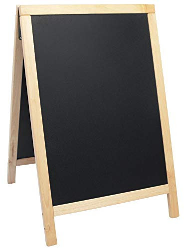 SECURIT - Lavagna Da Terra Deluxe - Per Pennarelli A Gesso Liquido - Per Caffè, Ristoranti, Bar, Negozi- 55x85 cm - Colore Naturale