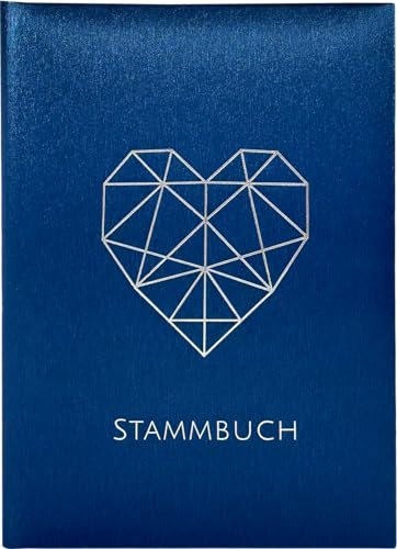 Stammbuch Hochzeit - DAHLIA - Familienbuch aus luxuriöser Metallicfolie in Blau, Familienstammbuch mit Stammbaum Vorlage zum Ausfüllen, Stammbuch der Familie im Format 14 x 21 cm