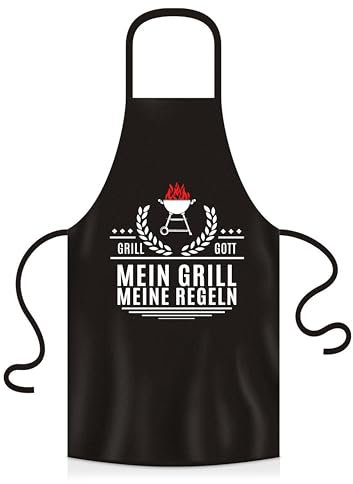 YORA Grillschürze für Männer Vatertagsgeschenk - Kochschürze lustig [inkl. Urkunde] - lustige Geschenke zum Vatertag - Geschenkideen Opa & Papa - Lustig (Mein Grill, meine Regeln)