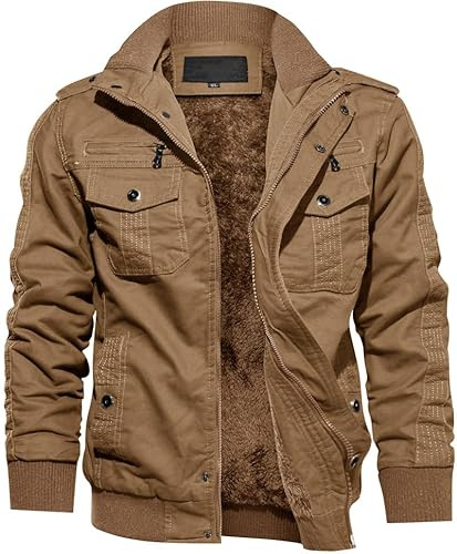 Veste Militaire Homme US Army Hiver Chaude Grande Taille Travail Coton Polaire Légère Vintage Blouson Capuche Tactique Extérieure Cargo Décontractée Coupe-Vent Kaki