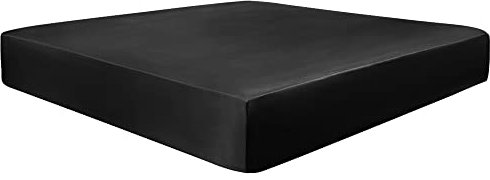 PiccoCasa Spannbettlaken Satin Bettlaken 140x200cm Spannbetttuch bis 35cm Topperhöhe mit Gummiband Schwarz 140x200x35cm