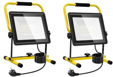 Litglobe Foco de Trabajo LED 100W,10000LM Foco LED Portátil con Enchufe & Cable de 9.84FT,6500K Blanco Giratorio 360º Frio Luz de Trabajo LED,IP66 Impermeable Foco LED Exterior para Obras, Jardines