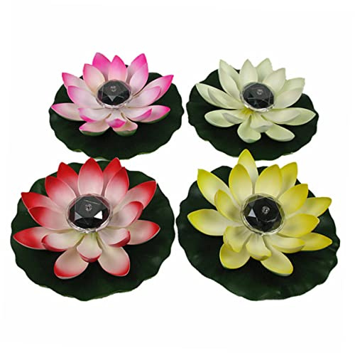 UKCOCO Lampe Solaire Étanche à Fleurs de Lotus LED, Décoration Extérieure pour Bassin et Jardin, 2 Pièces, Design Élégant en Eva et Acrylique, pour L'paysages de Couleur Aléatoire