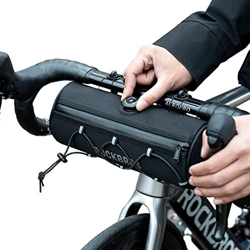 ROCKBROS Road to Sky Fahrrad Lenkertasche Fahrradtasche Lenker Vordertasche 1,5L Wasserabweisend Reflektierend Modern 5 Farben für Mountainbikes, Rennräder, Citybikes Schwarz