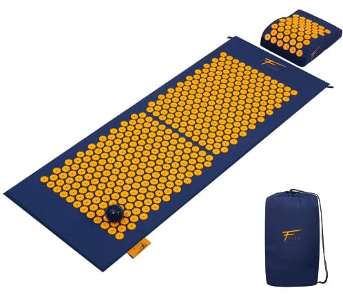 Fitem - XL Akupressurmatte mit Kissen - Massage - lindert Rücken und Nackenschmerzen - Ischias - Entspannung und reduziert Schlaflosigkeit