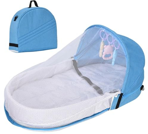 Lettino Da Viaggio Culla Per neonatis - Culla Pieghevole | Con Zanzariera, Nido Accogliente, Lettino Per Bambini | Culla Portatile Per Bambini Con Giocattoli Per Lo Sviluppo E Rete Traspirante