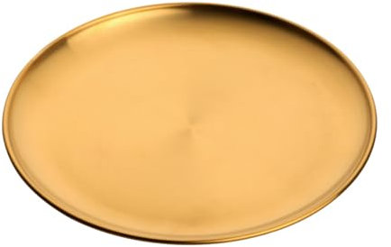 Buyer Star 30cm Stainless Steel Plate, Stainless Steel Round Dinner Plates, Serving Tray, Metal Serving Plate, Dessert Plate, Dinner Dishes Plates for Camping Outdoor, Non-Toxin (Gold, 30cm)