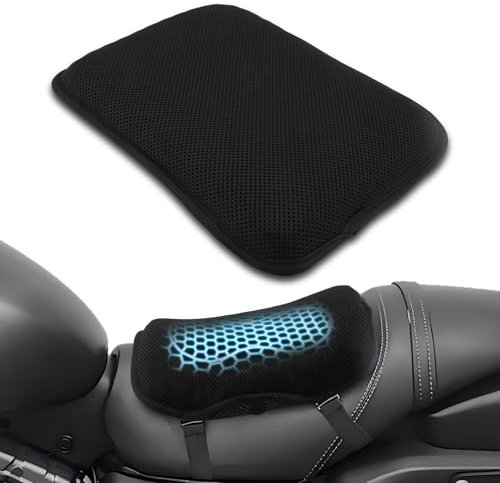 WODHMIEY Motorcycle Cushion, Motorcycle Shock Absorbing Cushion, with Hollow Structure, Breathable Mesh Cover, Elastic Gel, Pressure Release, High Resilience TPE, Fit for