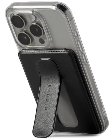 Ringke Slide Grip Wallet Magnetic Tarjetero Movil Compatible con MagSafe, Billetera de Tarjeta + Agarre del Teléfono + Soporte para Teléfono, Cabe 2 Tarjetas - Black