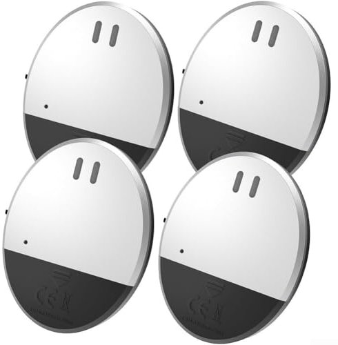 Puupaa Détecteur d'alarme pour fenêtre de porte, 130 dB, détecteur de bris de verre vibrant pour maison, voiture, hangar, caravane, bricolage facile à installer (4 pièces)