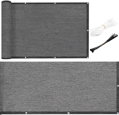 LDHHYH Balcony Privacy Screen, 0.9x6M Patio Privacy Protective Screens 180g/m² HDPE Shade Cloth Porch Privacy Fence for Backyard Deck Railing Pools, Grey