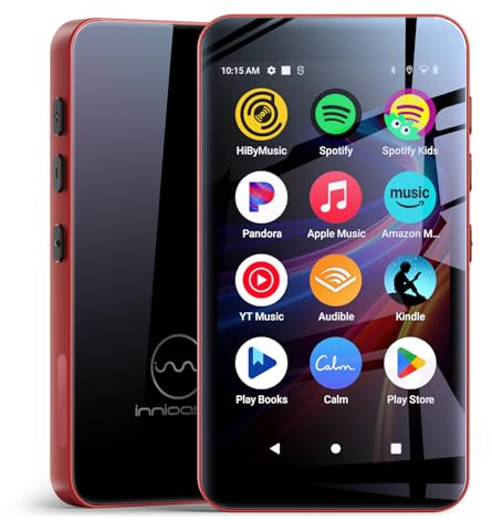 160GB innioasis G5 MP3 Player with Bluetooth and WiFi, MP3 Player with Spotify, Spotify Kids, Pandora, Play Store, Parental Manager App, Calm, 4 HD Full Touch Screen MP4 Music Player for Kids (Red)