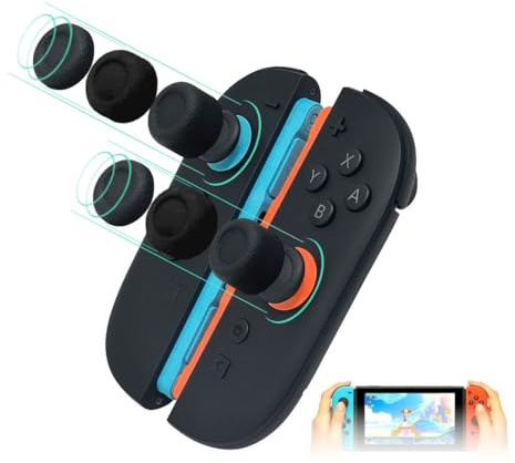 ZWWOGE Fundas de Repuesto para Joycon de Switch 2, Negro, Recambio para Switch, 2025 Diseño Mejorado Antideslizante, Cómodo y Duradero, Fundas Elevadas, Accesorios para Mando Switch, Lite, 6 Unidades